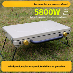 Kompor Dapur Portabel 2 Tungku Gas Outdoor Mini Kompor Camping 2 Tungku Stainless Steel Kompor Camping Portabel Outdoor - Product Image 5