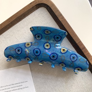 Pinza de Pelo Grande de 11 cm con Ojo de Diablo Azul Oscuro, Pinza de Pelo Grande con Ojos Azules Hielo de PVC, Accesorio para el Cabello - Product Image 4