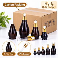 Flacon compte-gouttes en verre ambré personnalisé en forme de gourde 10ml 20ml 30ml 50ml 100ml pour huiles essentielles, parfums et cosmétiques