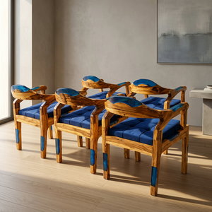 Luxury Solid Wood Epoxy Resin <b>Armchair</b> Handmade Modern Wooden Accent Chair for Home Hotel Cafe Furniture - Product Image 4