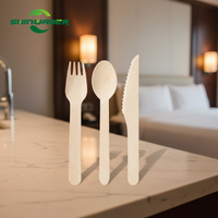 Ensemble de couverts jetables biodégradables en bois (couteau, cuillère et fourchette) – Vente en gros OEM