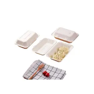 Voedselpapier Opslag & Container 4 Compartimenten Levering Voor Kleine Bedrijven Bagasse Kartonnen Snack Kraft Vierkante Food Box Fast Food Food