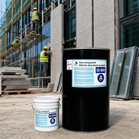 Mastic silicone structurel bicomposant neutre pour murs-rideaux, résistant aux charges de vent, pour cadres en verre et aluminium