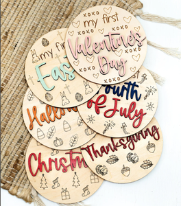 PAFU Letrero de Madera 3D 'Hello World', Tarjetas de Hitos para Bebés, Mis Primeras Celebraciones, Mis Primeros Accesorios para Fotos del 4 de Julio - Product Image 1