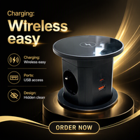 Prise de courant escamotable 85 mm pour bureau de cuisine avec chargeur sans fil / Prise escamotable relevable pour cuisine