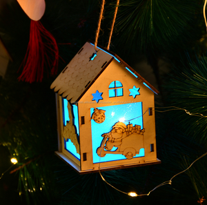 De árbol de Navidad colgante hecho a mano cabaña de madera regalo de Navidad decoración de luz para <span class=keywords><strong>los</strong></span> niños - Product Image 3