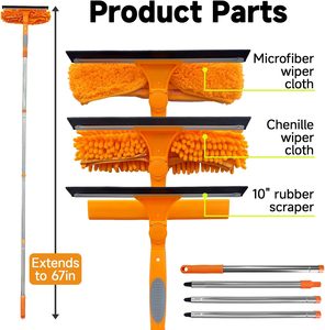 Nettoyeur de <span class=keywords><strong>vitres</strong></span> <span class=keywords><strong>à</strong></span> raclette 67 "Kit d'outils de nettoyage de <span class=keywords><strong>vitres</strong></span> rotatifs 2 en 1 avec rallonge - Product Image 3