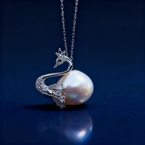 Pendentif en argent S925 31477DIY avec perles différentes de 12 à 15 mm, support vide, accessoire cygne or/argent pour breloques DIY - Product Image 1