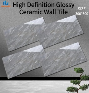 Piastrella in Ceramica Lucida Grigio Scuro 300x600mm, Resistente alle Macchie e Antiscivolo, per Ville Moderne, Sale e Bagni, Prezzo di Fabbrica - Product Image 1