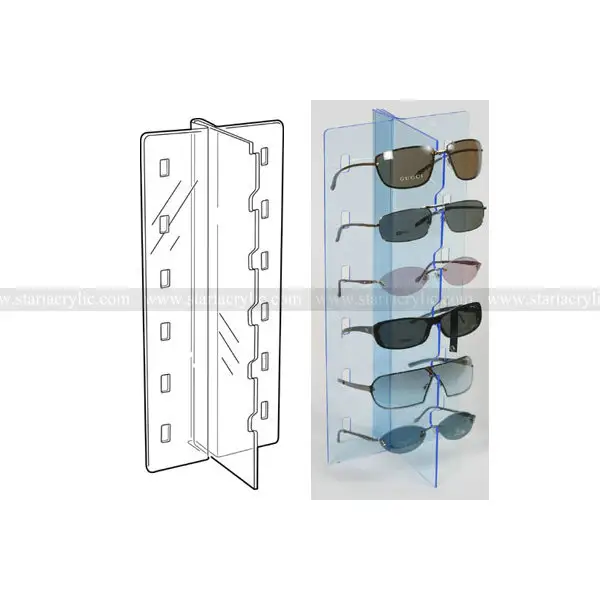 Espositore rimovibile con 6 occhiali in acrilico, supporto per occhiali da sole in Perspex, espositore per occhiali in acrilico