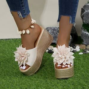 Nouvelles sandales d'été compensées à plateforme pour femmes, grande taille, avec nœud et semelle épaisse, vente en gros transfrontalière 716 - Product Image 2