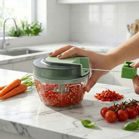 LFGB-goedgekeurde plastic handmatige groentehakker, multifunctionele uienhakker, milieuvriendelijke draagbare handmatige voedselverwerker voor