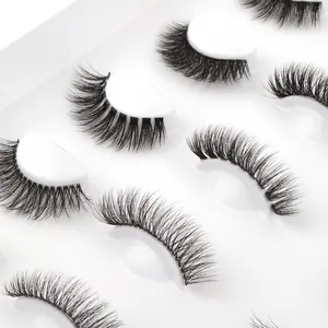 Bandes de cils en faux vison naturel, vente en gros de cils de chat en renard, bande complète, mince, bande transparente, faux cils naturels