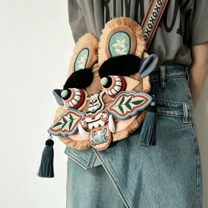 Fashion Polyester Embroidered Plush <b>Toy</b> <b>Tiger</b> Head Backpack & Crossbody Bag with 3D Plush Embroidery - Product Image 1