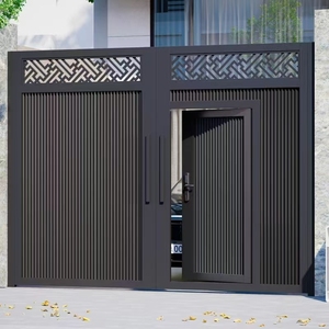 Conception coulissante de porte coulissante en métal escamotable en aluminium résidentiel moderne pour la porte principale de la maison, porte de clôture électrique - Product Image 1