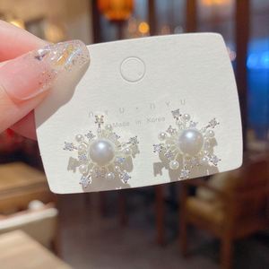 Silver Needle Super Fairy Snowflake Pearl Stud <b>Earrings</b> for Women Minority Design New Popular High-grade Luxury Ear Jewelry - Product Image 3