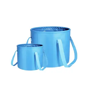 10L蓝色便携式聚氯乙烯防水可折叠花园旅行野营户外可折叠水桶