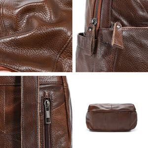 Womens Cow Genuine Leather Bag Ladies Casual Cowhide Retro Bags Female Fashion Luxury <strong>Design</strong> <strong>Backpacks</strong> Woman High Quality New - Product Image 5