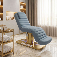 Lit de massage électrique 3 moteurs de luxe doré sur mesure pour salon de beauté, table de soin cosmétique, chaise de spa facial, lit pour extensions de cils