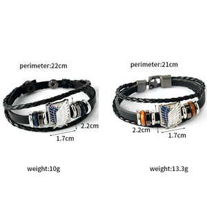 Bracelet en cuir tressé en gros avec logo Ailes de la Liberté d'<span class=keywords><strong>Attack</strong></span> <span class=keywords><strong>on</strong></span> <span class=keywords><strong>Titan</strong></span>, bracelet en alliage Anime - Product Image 3