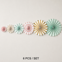 Ensemble de 6 éventails en papier rond à suspendre pour mariage, anniversaire, Thanksgiving, décoration murale