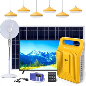 Mini Pay As You Go Batterie Lithium Offgrid Paygo Solar Panel Powered TV Fan Sets Home Kit Solar System Night Light