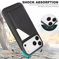Casing Ponsel Kulit Magnetik dengan Slot Kartu dan Cermin untuk iPhone 17 Pro Max 17 Air 16 15 14Plus 13 12, Mendukung Pengisian Daya Nirkabel