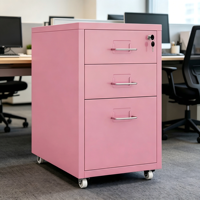 Armoire de classement verticale moderne en acier, 3 tiroirs, avec serrure, quatre roulettes, étagères réglables, écologique, durable, usage commercial
