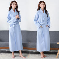 Peignoir unisexe en coton 100% blanc épais gaufré, respirant, pour l'hiver et l'automne, décontracté, séchage rapide, bonne qualité, vente en gros