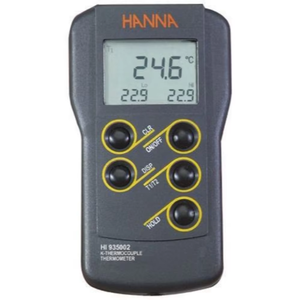 Hanna Instruments HI9125 Wired Digital <b>Thermometer</b> Laboratory Use K Probe 2 Inputs +1350C Data Storage 0.2% Accuracy - Product Image 4