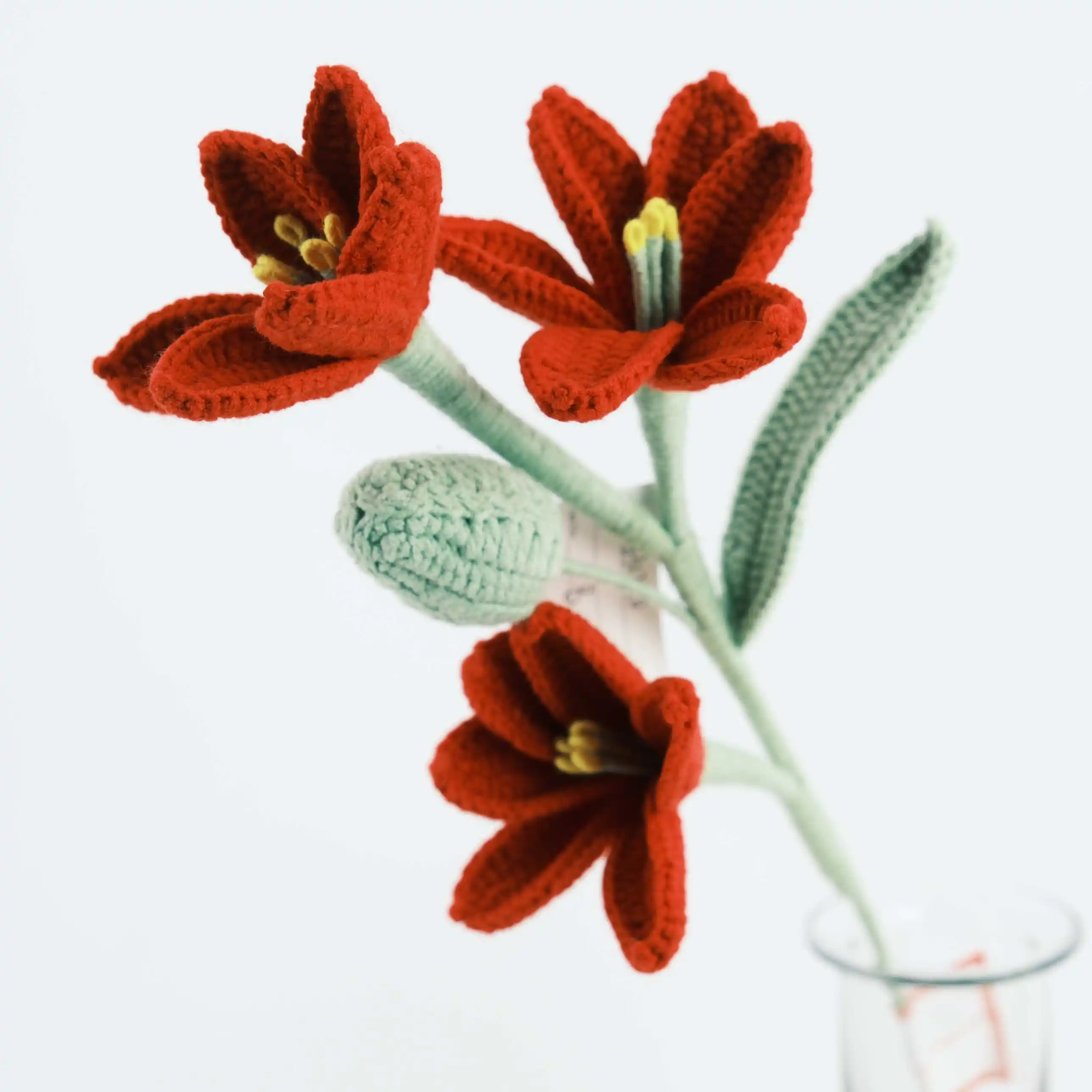 수제 크로 셰 뜨개질 미니 화분 식물 크로 셰 뜨개질 DIY 꽃 휴일 선물 홈 장식 꽃다발