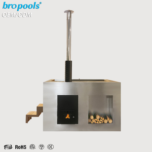 Bain à remous de luxe pour 4 personnes, design moderne, extérieur, en bois de pruche, avec revêtement en acier inoxydable, chauffé au bois, pour jardin, villa, relaxation et bien-être - Product Image 2