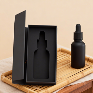 Flacons compte-gouttes en verre pour huile à barbe cosmétique OEM personnalisés, givrés noirs, 20 ml et 50 ml, sérum, 30 ml d'huile - Product Image 1