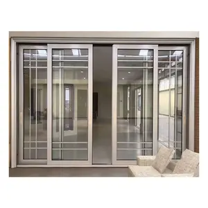 Заводская поставка ветрозащитная Водонепроницаемая новая конструкция алюминиевые двойные стеклянные раздвижные двери наружные стены дизайн дверей на продажу