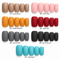 Fengshangmei Prêt à expédier Faux ongles à presser mats courts carrés couleur unie couvrance totale Vente en gros de capsules d'ongles artificiels