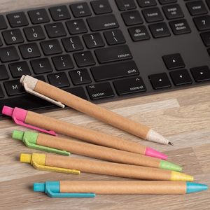 Stylo bille publicitaire personnalisé avec logo, écologique, biodégradable, en papier recyclé, haute qualité, largeur d'écriture 1,0 mm - Product Image 4