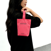 Tas Tote Kanvas Mini Portabel Ramah Lingkungan dengan Pegangan, untuk Susu, Kopi, Belanja, Botol Air, Perjalanan Luar Ruangan, dan Belanja Bahan Makanan