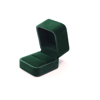 Vente en gros boîte à bijoux de luxe en velours vert bague de fiançailles boucles d'oreilles boîte d'emballage