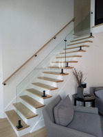 Système de balustrade en verre sans cadre Reilbu, poteau en verre en acier inoxydable noir brossé carré pour balcon, escalier, villa, hôtel
