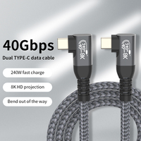 Cable USB4 de 1 m en Ángulo Recto de 90 Grados, Macho a Macho, 40 Gbps, 240 W, 8K, 60 Hz, Compatible con Thunderbolt 4