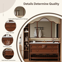 Miroir intelligent rétro en noyer pour salle de bain, meuble de toilette haut de gamme, design écologique, résistant à l'eau, style classique pour salles de bain modernes