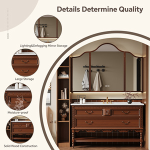 Espejo Inteligente Retro de Nogal <span class=keywords><strong>para</strong></span> <span class=keywords><strong>Baño</strong></span>, Mueble de <span class=keywords><strong>Diseño</strong></span> Premium, Ecológico, Resistente al Agua, Estilo Clásico <span class=keywords><strong>para</strong></span> Baños Modernos - Product Image 3