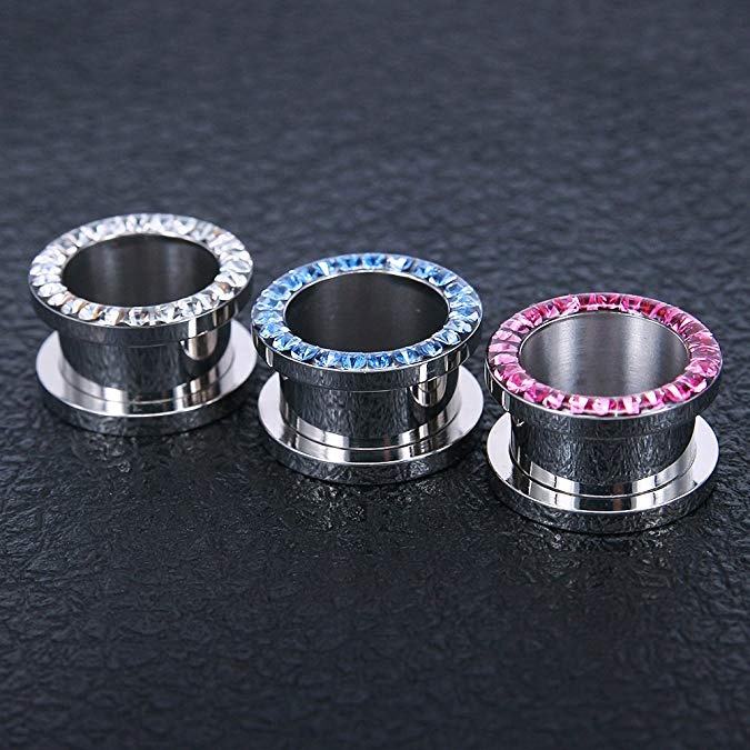 Espansori Per Orecchi In Acciaio 316L Con Strass - Body Piercing Elegante - Foto 5
