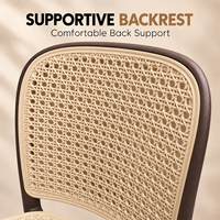 Chaise de bistrot en PP marron café, assise en faux rotin, sans accoudoirs, mobilier de salle à manger pour café, restaurant, sièges d'invités, jardin, terrasse extérieure