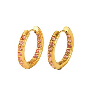 Aros de Acero Inoxidable con Incrustaciones de Cristal, Chapados en Oro de 18k, Resistentes al Desgaste, Joyería de Lujo Ligero para Uso Diario para Mujer - Product Image 4