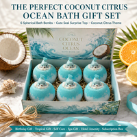 Ensemble de bombes de bain personnalisées artisanales naturelles à la noix de coco et aux agrumes, 6 pièces, 140g, bleu turquoise, hydratant botanique, OEM, marque privée