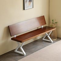Banc de patio extérieur moderne en fer blanc, pieds de 16 pouces, base de chaise en métal triangulaire avec support de dossier, lot de 2