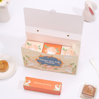 Boîtes à gâteaux de lune orange de qualité supérieure pour la fête de la mi-automne avec gaufrage et laminage mat Doublure en éponge Boîte cadeau de luxe recyclable avec poignée