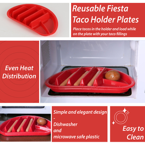Platos para Servir Tacos Libres de BPA, con Compartimentos, Aptos para Microondas y Lavavajillas, Platos de Plástico para Comida Mexicana, Paquete de 6 - Product Image 3