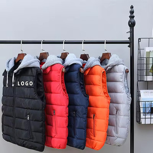 Venta directa de fábrica, chaleco para hombre, diseño de moda, con capucha, bloqueador de color, deportes informales, chalecos cómodos sueltos para hombre - Product Image 1